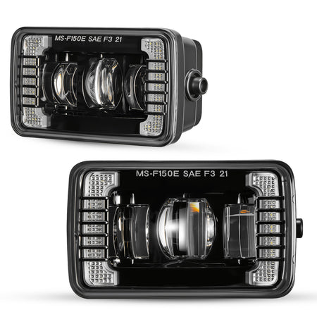 For 2015-2019 Ford F150 DRL Black LED Fog Lights Assembly Pair