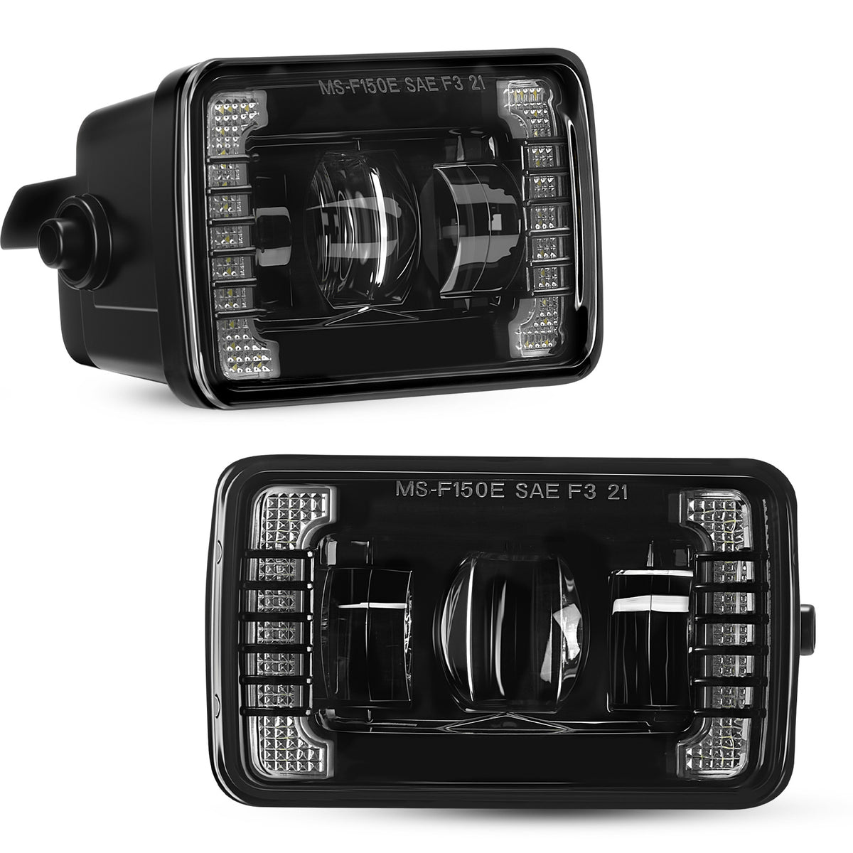 For 2015-2019 Ford F-150 DRL Black LED Fog Lights Assembly Pair