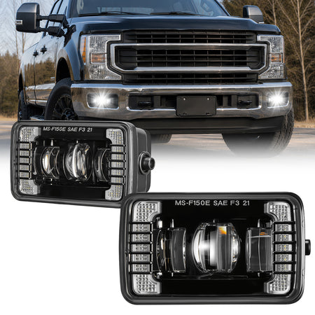 For 2015-2019 Ford F150 DRL Black LED Fog Lights Assembly Pair