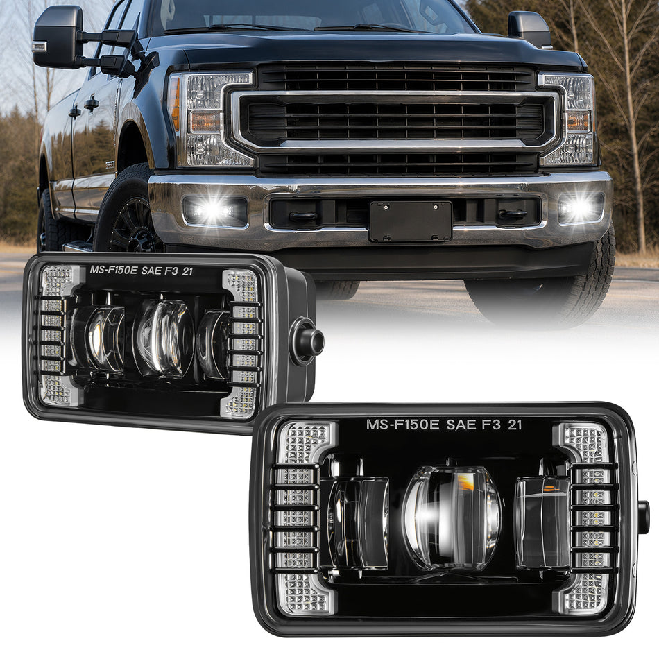 For 2015-2019 Ford F150 DRL Black LED Fog Lights Assembly Pair