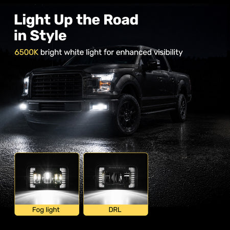 For 2015-2019 Ford F-150 DRL Black LED Fog Lights Assembly Pair