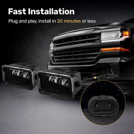 For 2015-2019 Ford F-150 Black LED Fog Lights Assembly Pair