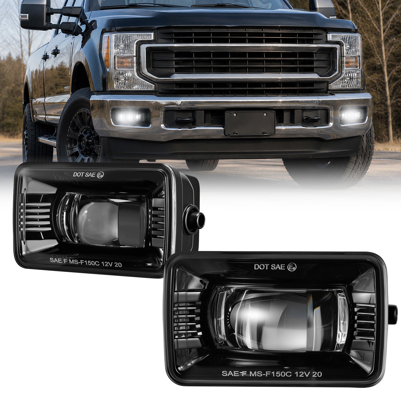 For 2015-2019 Ford F150 Black LED Fog Lights Assembly Pair