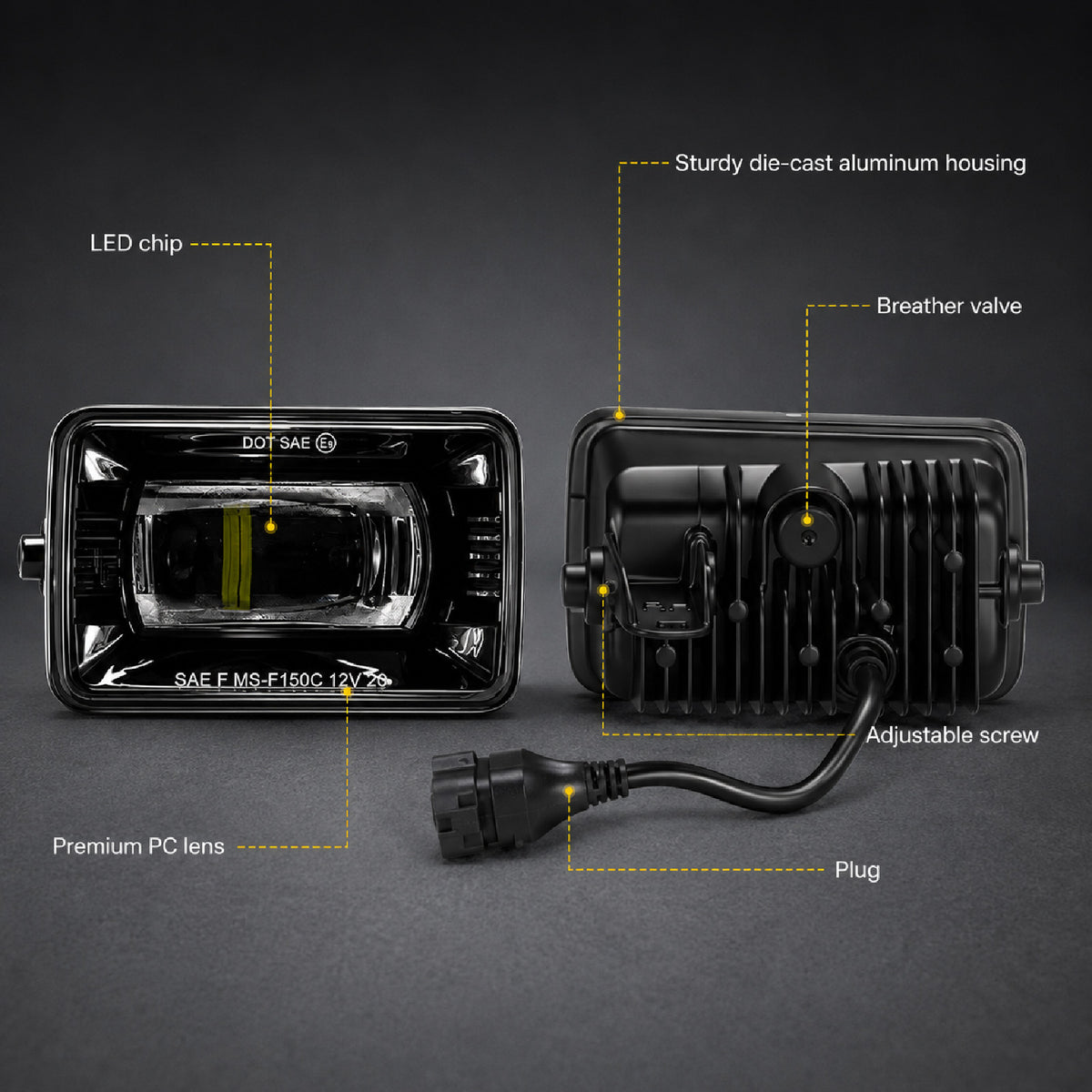 For 2015-2019 Ford F-150 Black LED Fog Lights Assembly Pair