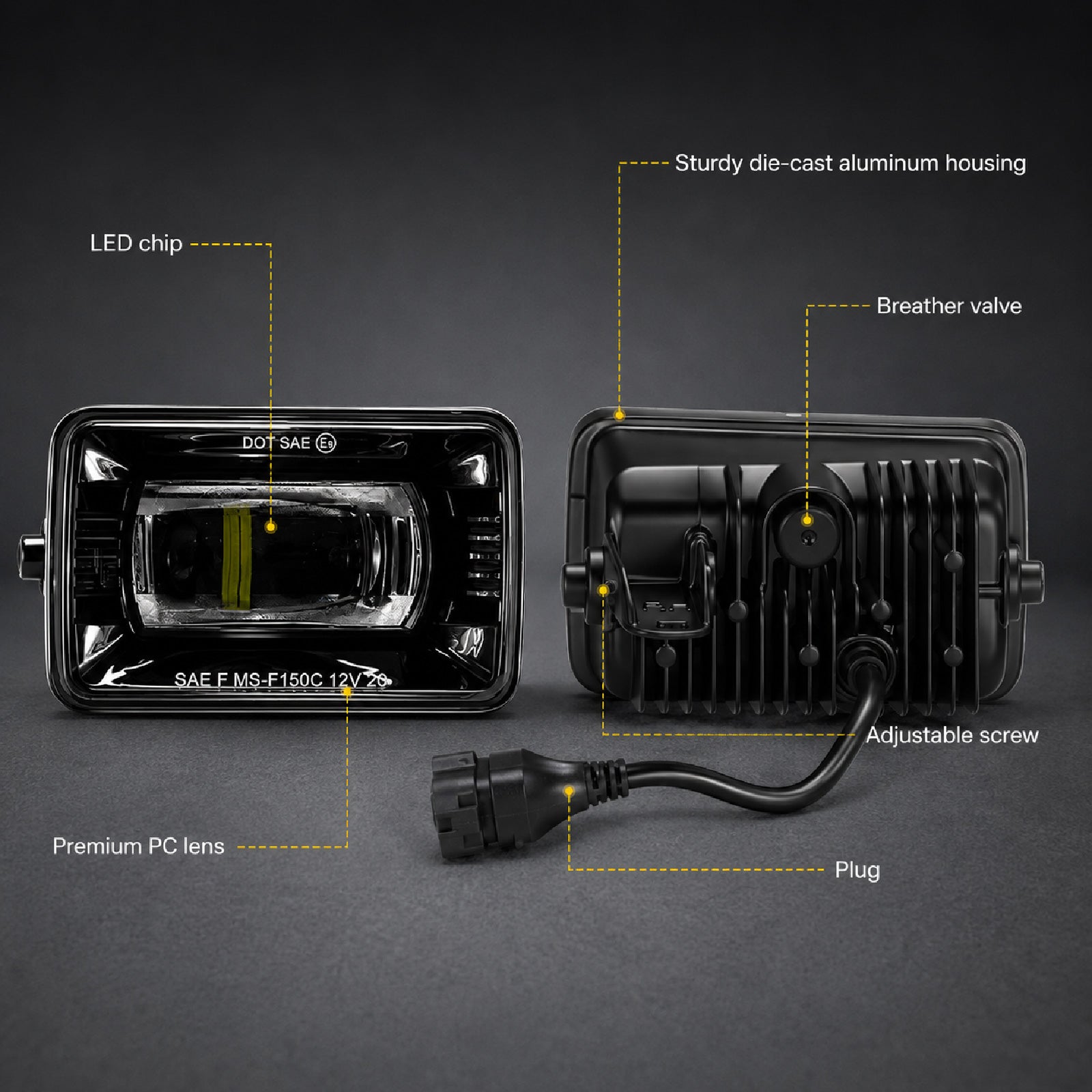 For 2015-2019 Ford F-150 Black LED Fog Lights Assembly Pair