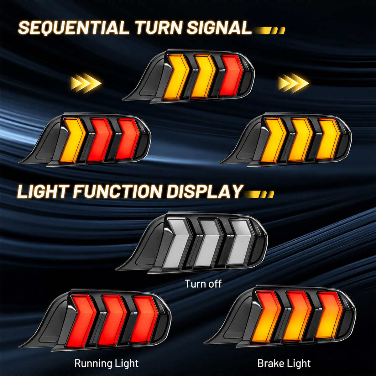 For 2015-2023 Ford Mustang LED Tail Light Assembly Pair