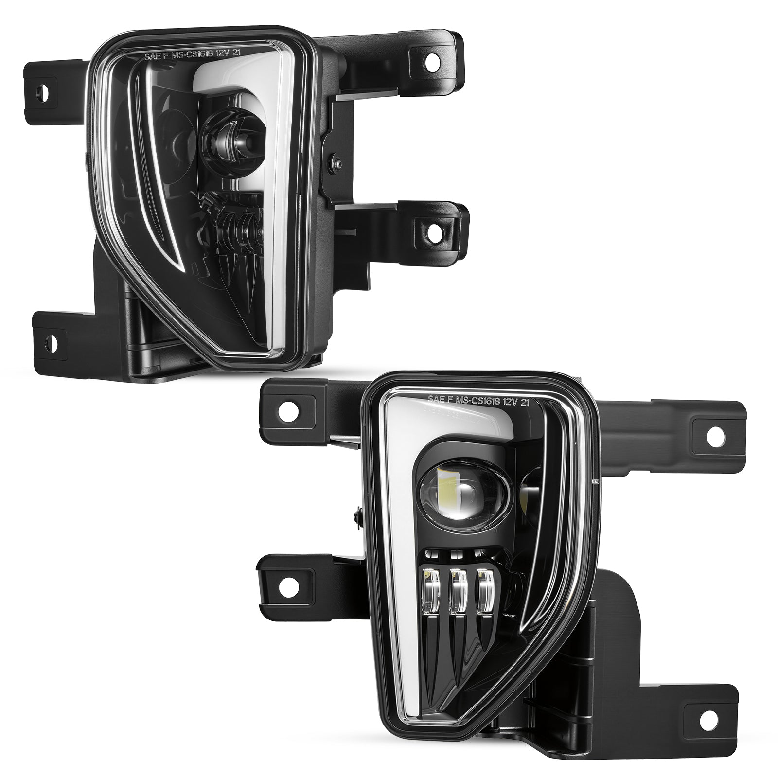 For 2016-2018 Chevy Silverado 1500 Black LED Fog Lights Assembly Pair