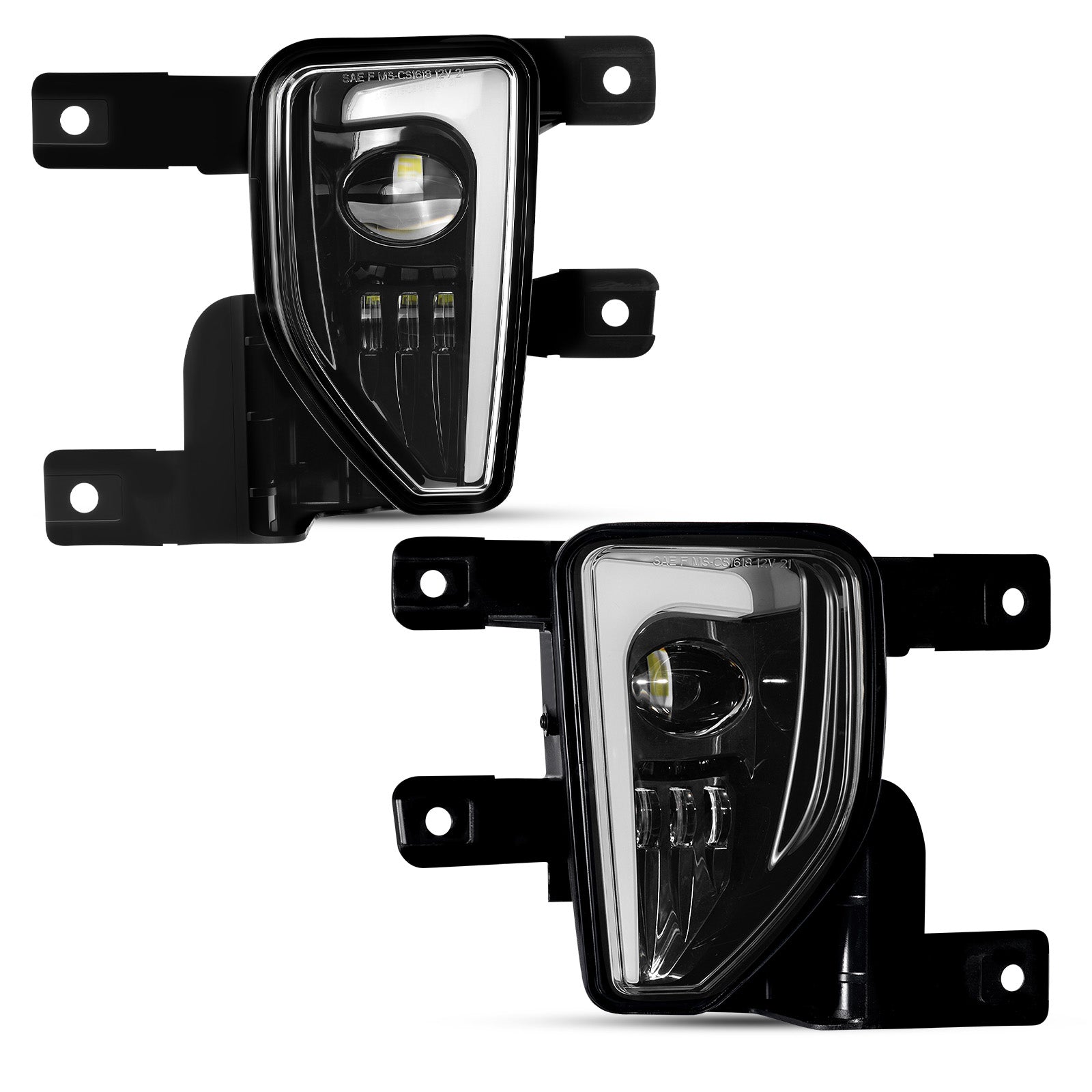 For 2016-2018 Chevy Silverado 1500 Black LED Fog Lights Assembly Pair