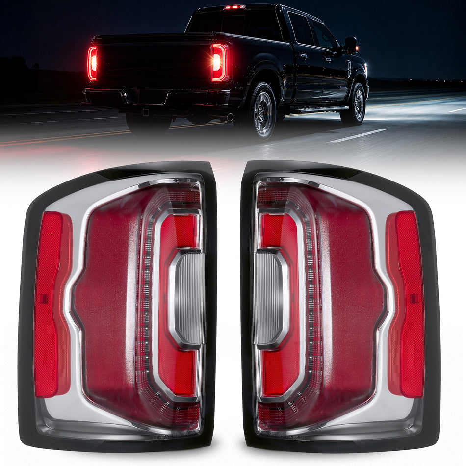 For 2016-2018 GMC Sierra Red Housing LED Tail Lights Assembly Pair