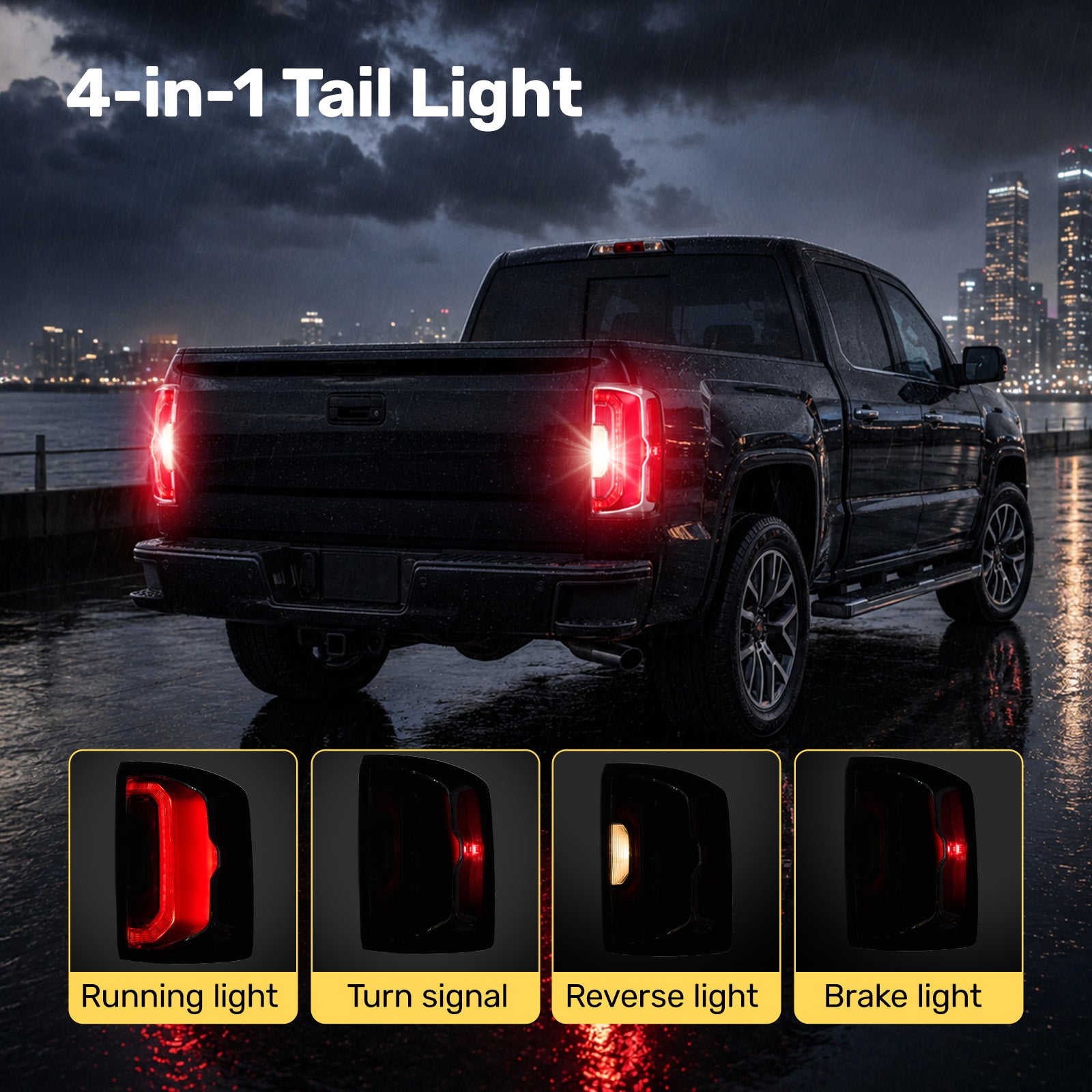For 2016-2018 GMC Sierra Red Housing LED Tail Lights Assembly Pair