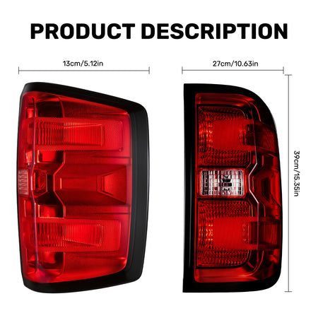 For 2016-2019 Chevy Silverado Red Lens Tail Light Assembly Pair