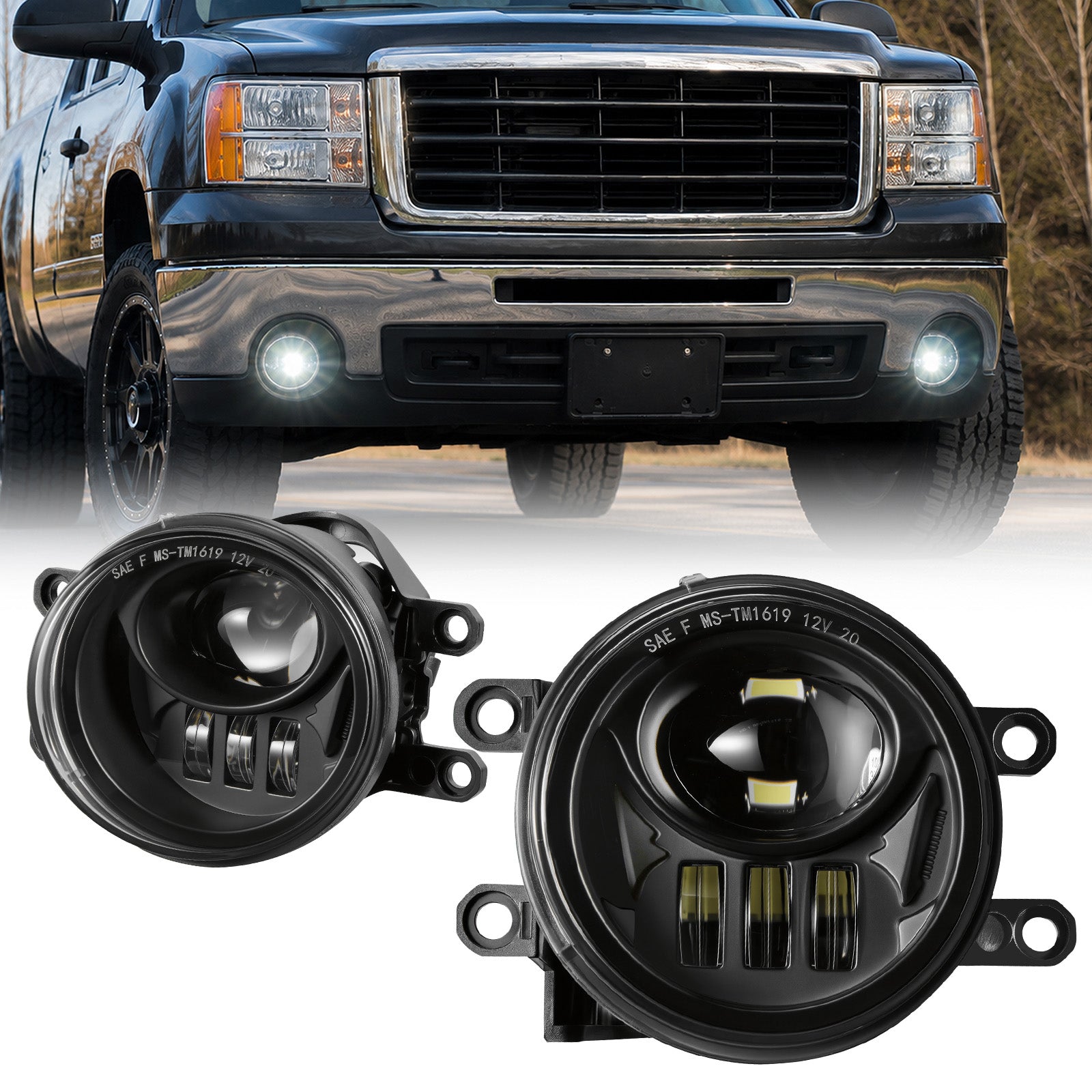 For 2016-2019 Toyota Tacoma Black LED Fog Lights Assembly Pair