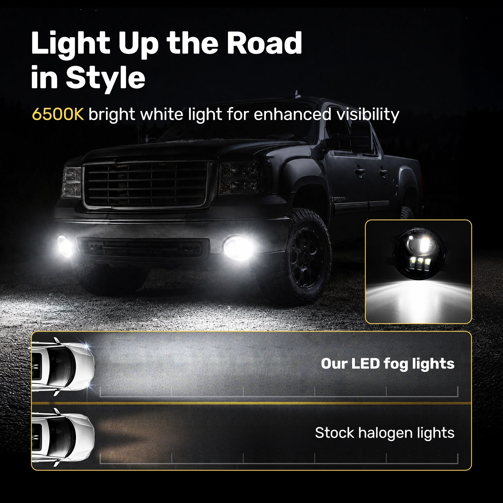 For 2016-2019 Toyota Tacoma Black LED Fog Lights Assembly Pair