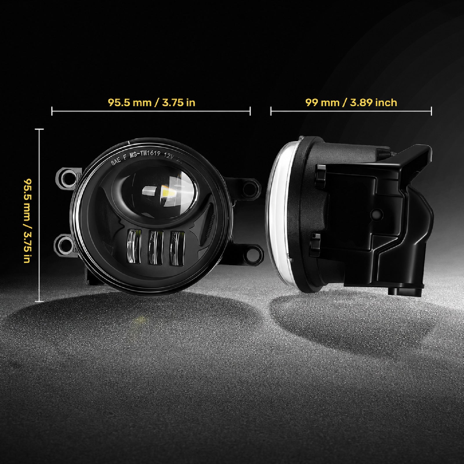 For 2016-2019 Toyota Tacoma Black LED Fog Lights Assembly Pair