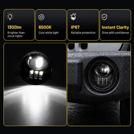 For 2016-2019 Toyota Tacoma Black LED Fog Lights Assembly Pair