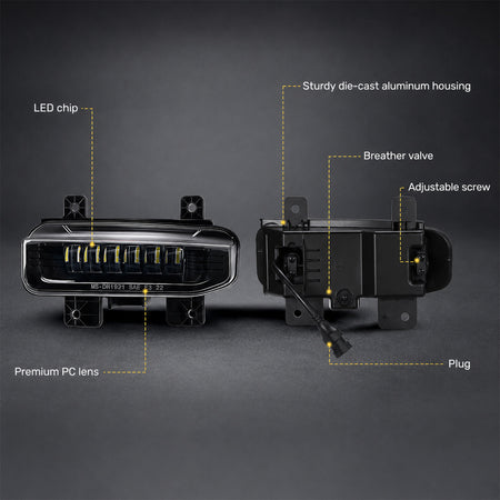 For 2019-2021 Dodge Ram 1500 Black LED Fog Lights Assembly Pair