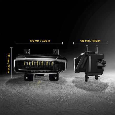 For 2019-2021 Dodge Ram 1500 Black LED Fog Lights Assembly Pair