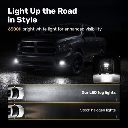 For 2013-2017 Dodge Ram 1500 Black LED Fog Lights Assembly Pair
