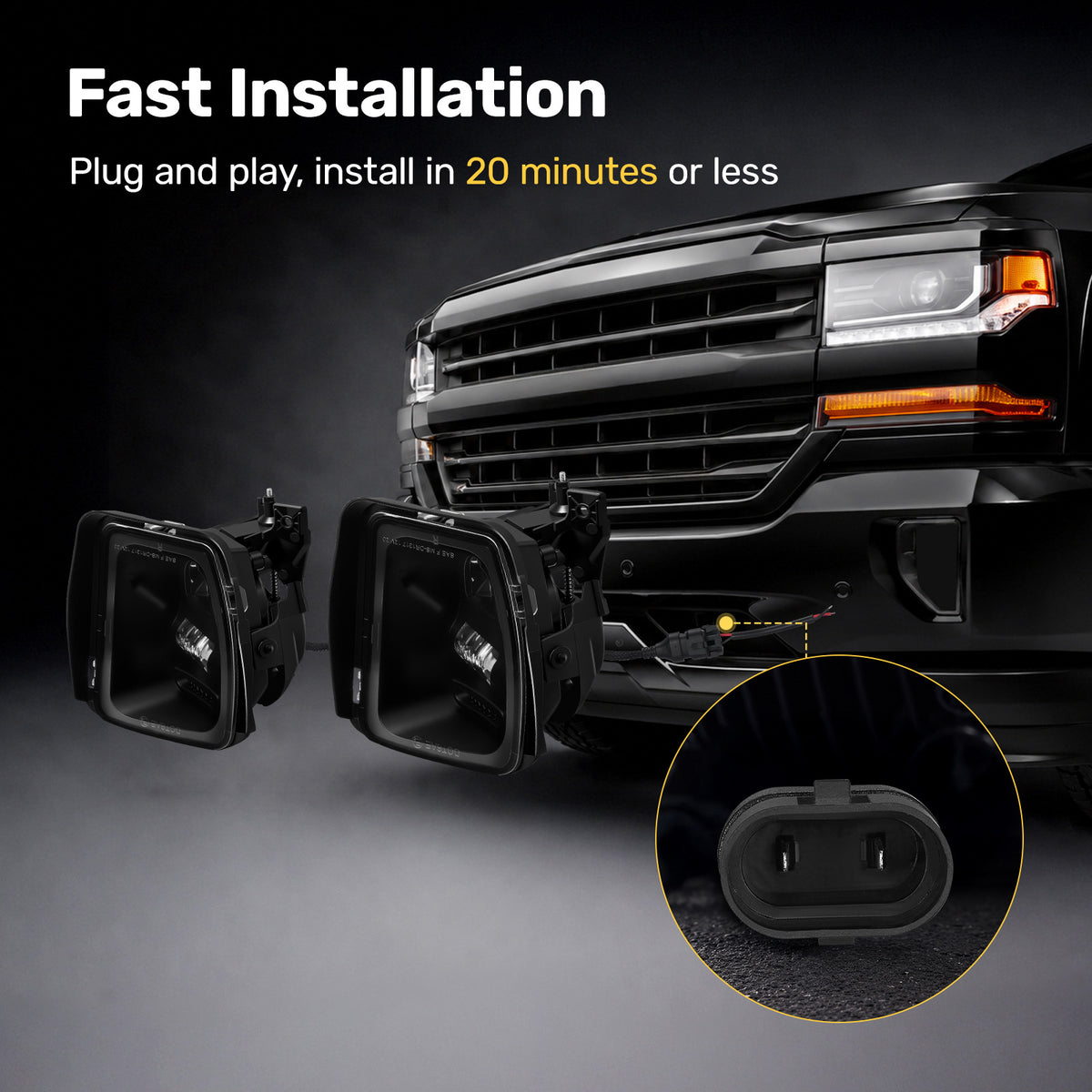 For 2013-2017 Dodge Ram 1500 Black LED Fog Lights Assembly Pair