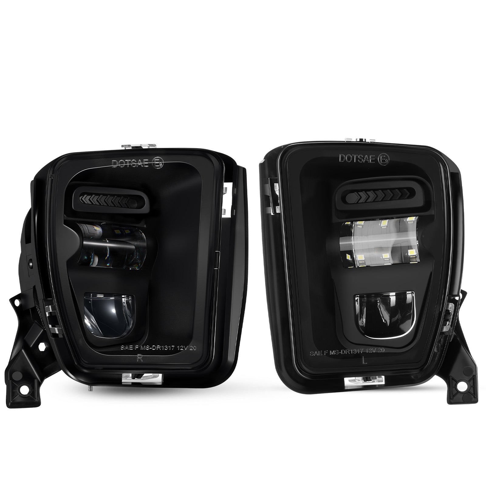 For 2013-2017 Dodge Ram 1500 Black LED Fog Lights Assembly Pair