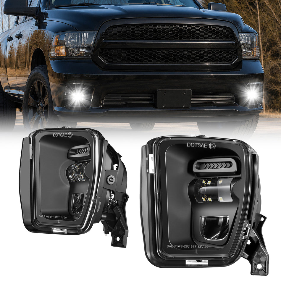 For 2009-2017 Dodge Ram Black LED Fog Lights Assembly Pair