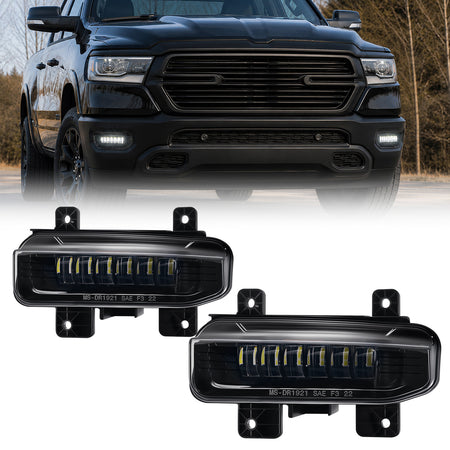 For 2019-2021 Dodge Ram 1500 Black LED Fog Lights Assembly Pair