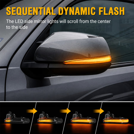 For 2016-2021 Toyota Tacoma Sequential LED Side Mirror Turn Signal Lights Pair