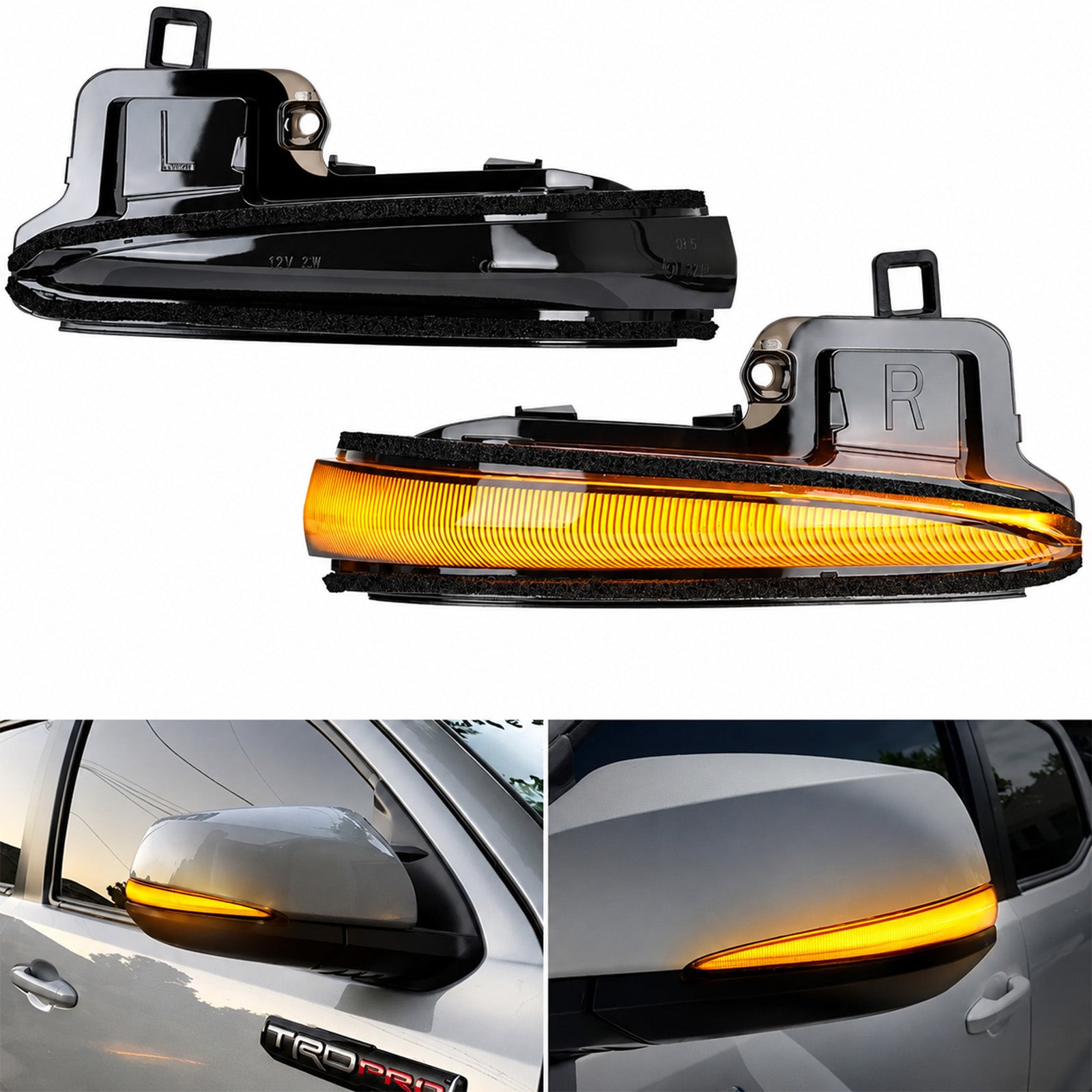 For 2016-2021 Toyota Tacoma Sequential LED Side Mirror Turn Signal Lights Pair