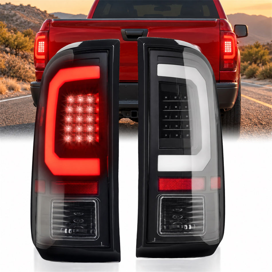 For 2008-2016 Ford Super Duty Black LED Tail Light Assembly Pair