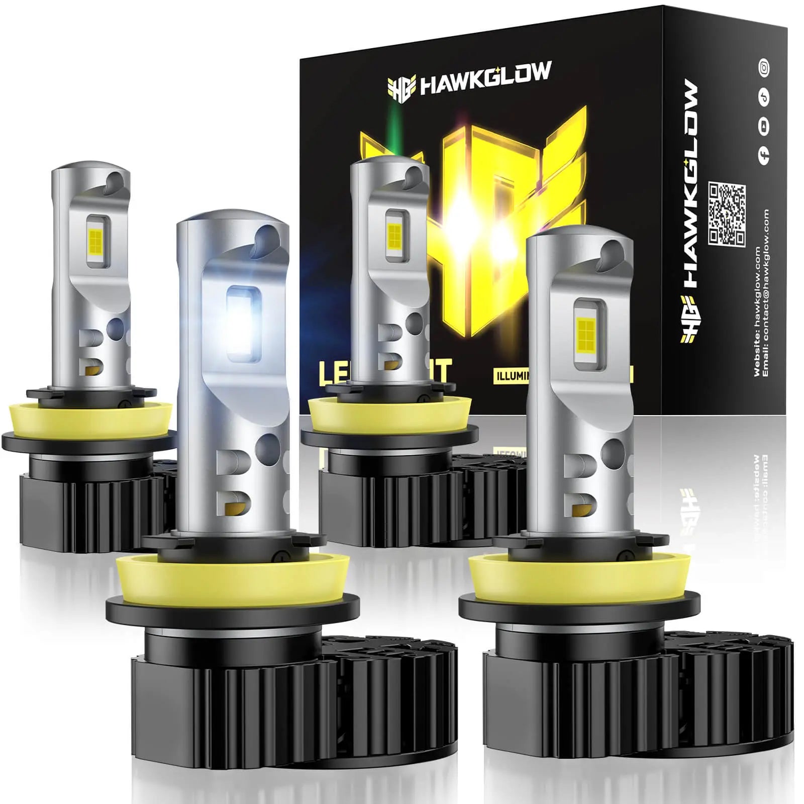 M9F 9005/HB3 9006/HB4 H11/H8/H9 H7 70W 6500K White 20000LM IP68 LED Headlight Bulbs 2 Pcs | Hawkglow Perfect Fit Design