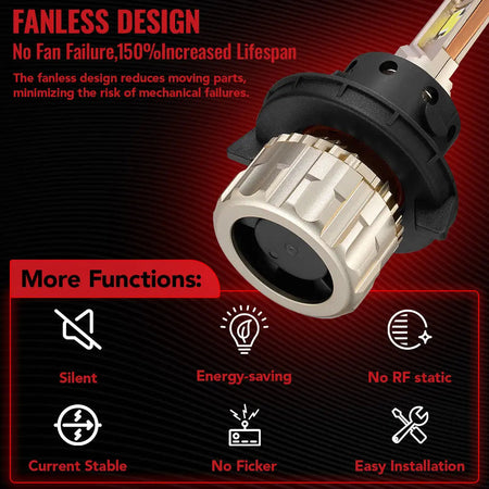 H13 9008 LED Headlight Bulbs 55W 12000LM 6000K for 2015-2022  Ford F150 ,2018-2022 Jeep Wrangler and More | 2 Bulbs Flashark