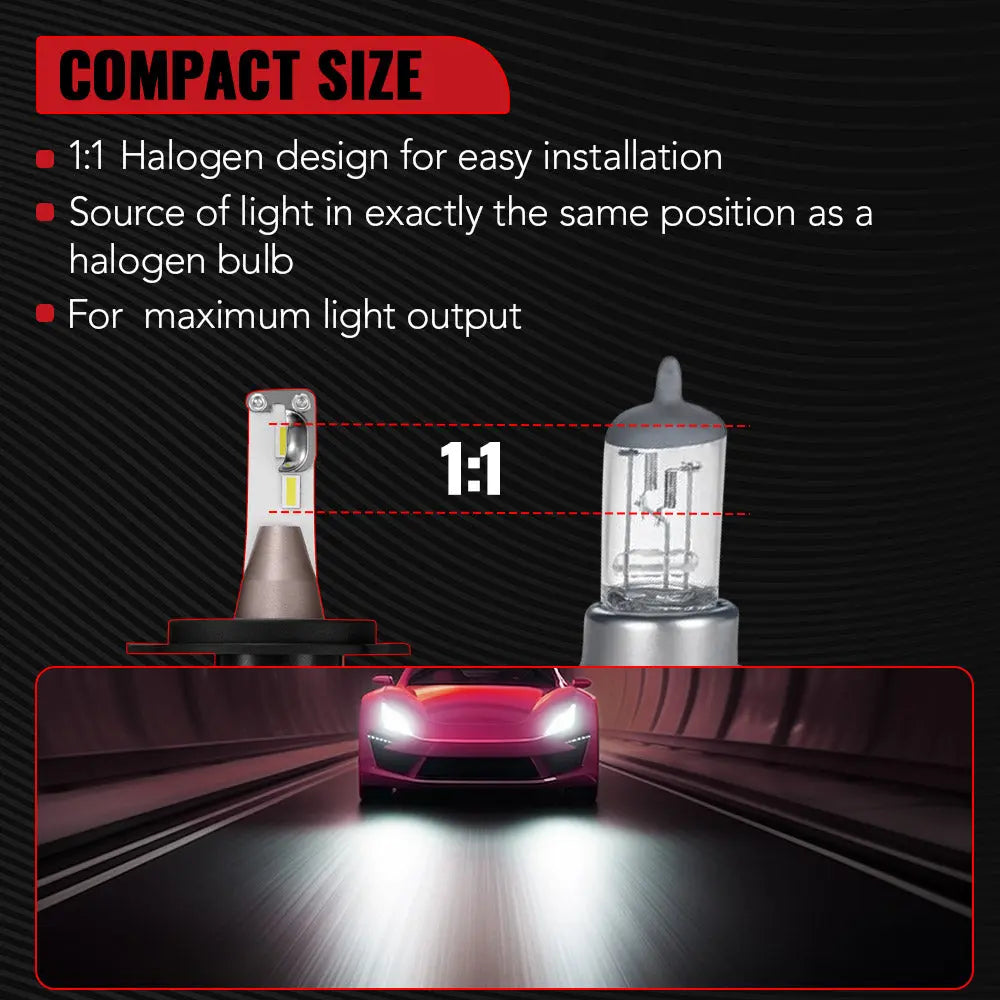 L2 H4/9003/HB2 100W 6000K 24000LM White IP68 LED Headlight Bulbs 2Pcs Flashark