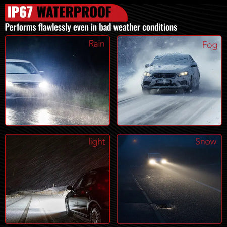 L2 9007/HB5 100W 6000K 24000LM White IP67 LED Headlight Bulbs 2PCS SPELAB