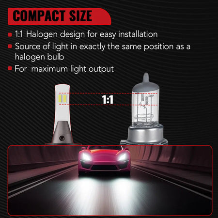 L1 9007/HB5 60W 6500K 18000LM White IP68 LED Headlight Bulbs 2Pcs Flashark