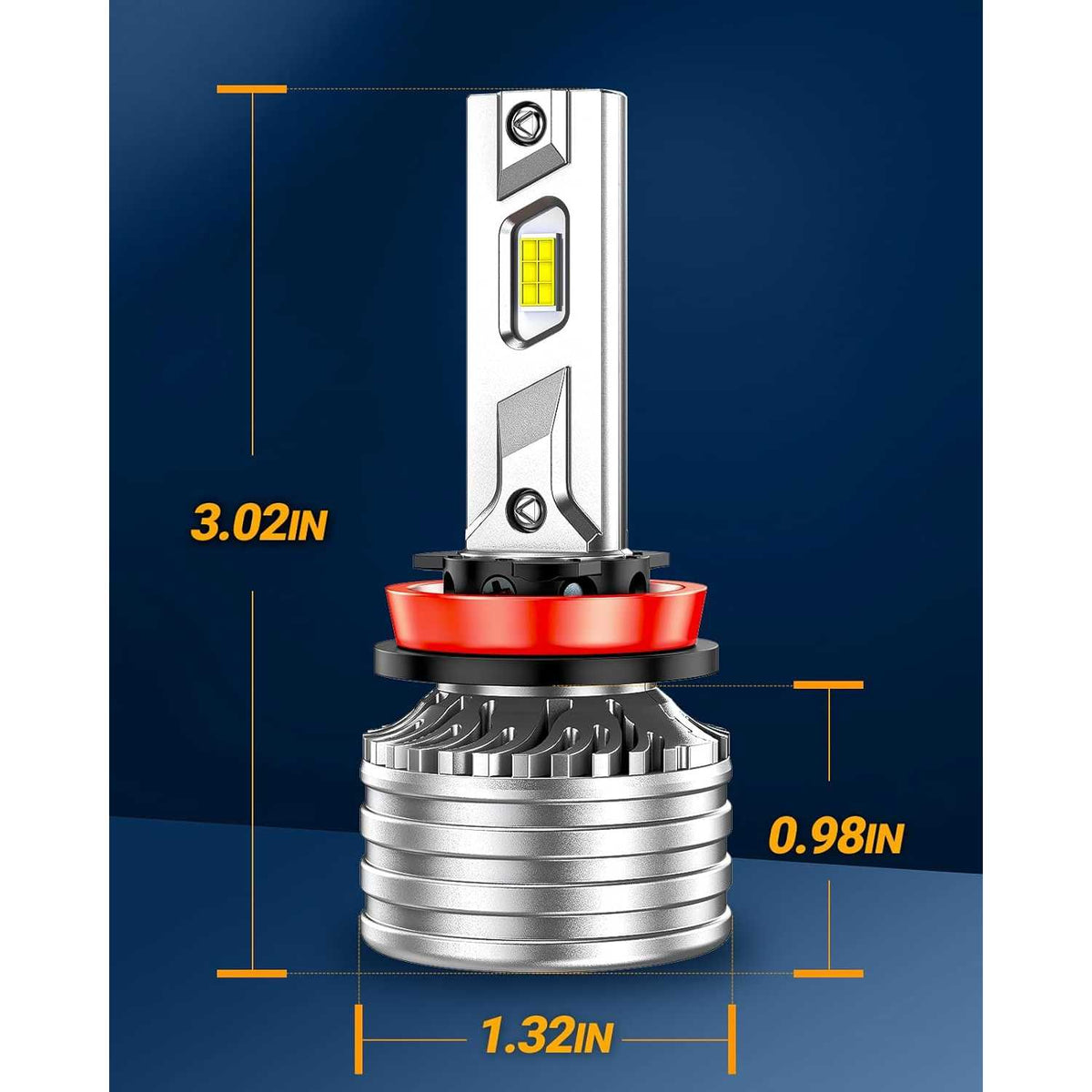IRONWALLS 4-Side H11/H8/H9 LED Headlight Bulbs – 6500K 360,000LM Super Bright Hi/Low Beam Set