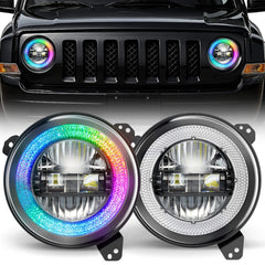 Hawkglow 9 Inch RGB Round LED Headlight Replacement for 2018-2025 Jeep Wrangler JL JLU Unlimited Gladiator JT Accessories [DOT Approved] Sealed Beam Front Head Light Lamp Bulb