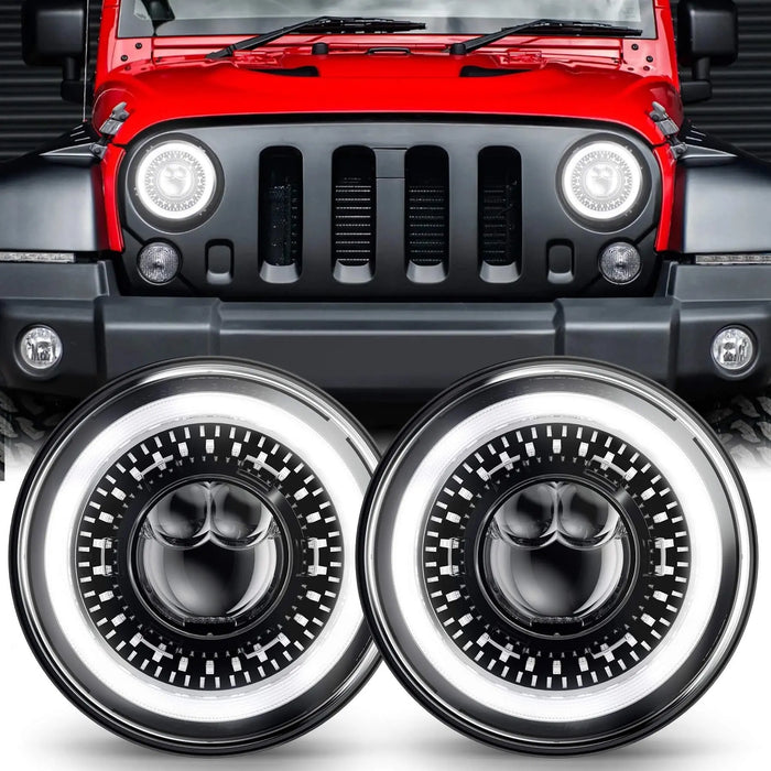For 2007-2018 Jeep Wrangler 7 Inch LED Headlights Assembly Pair