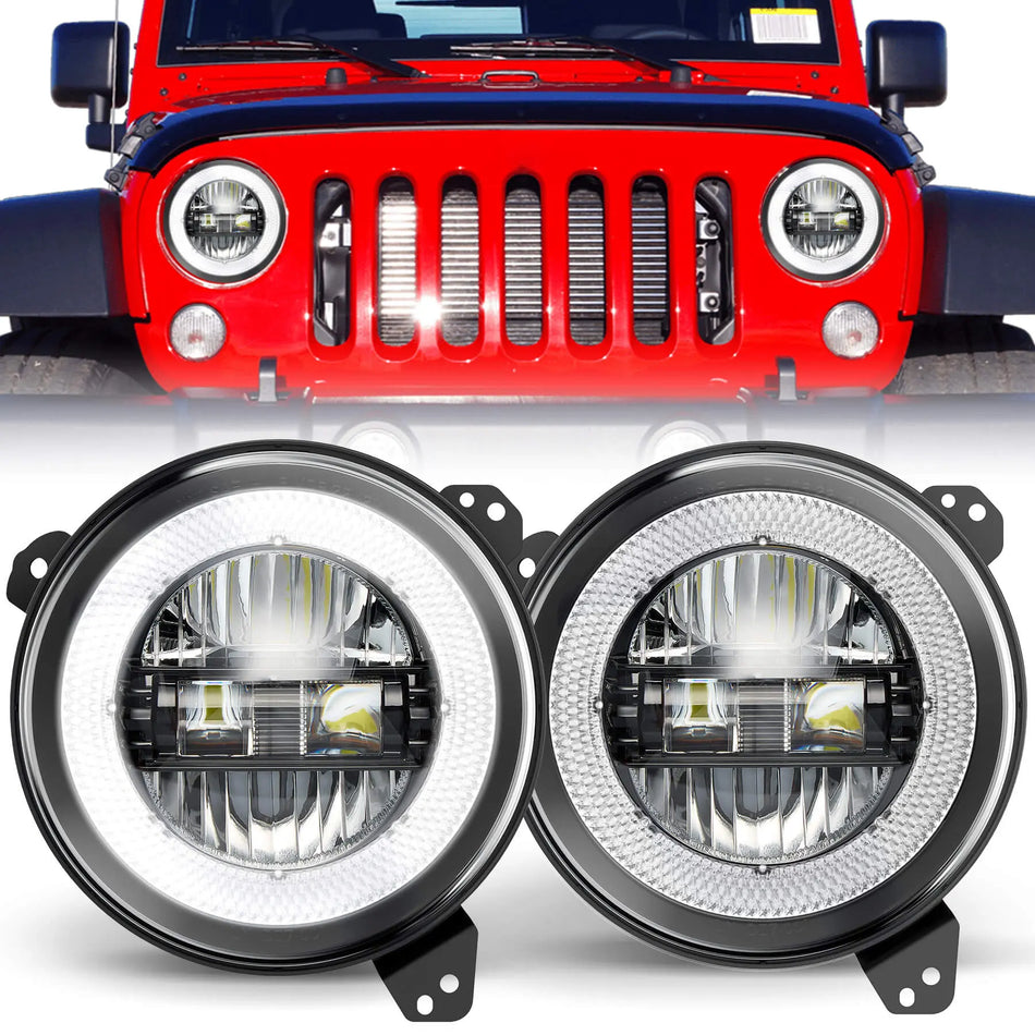 For 2018-2025 Jeep Wrangler 9 Inch LED Headlights Assembly Pair