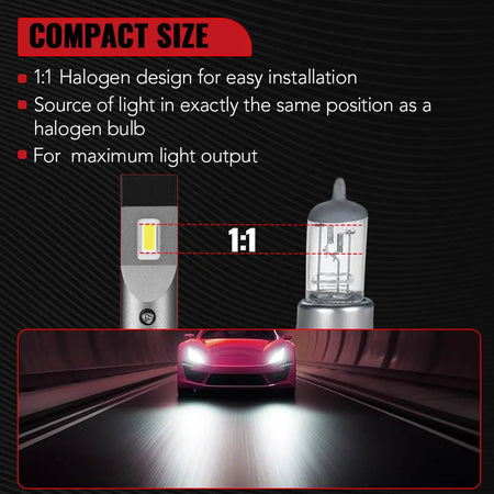 X2 9012/HIR2 150W 6500K 14000LM White IP67 LED Headlight Bulbs 2Pcs Flashark