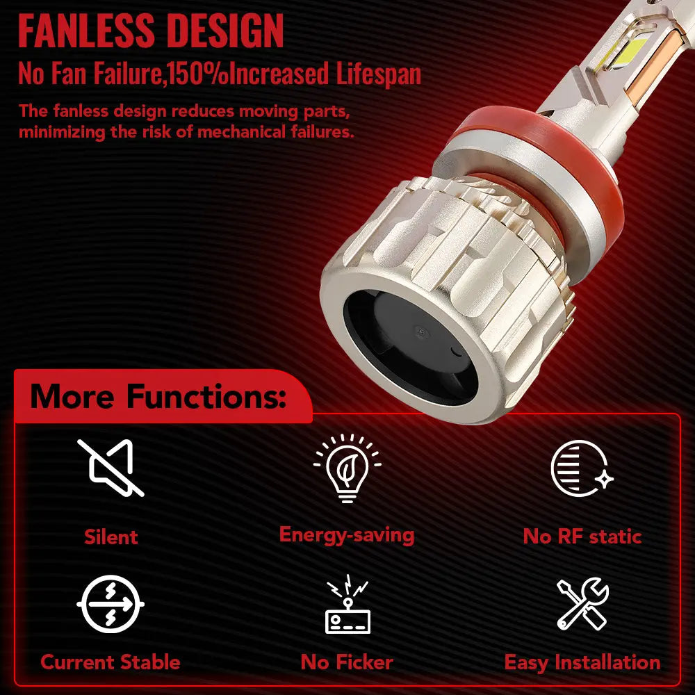 H11 H8 H9 LED Headlight Bulbs 55W 12000LM 6000K | 2 Bulbs for Chevy/Ford/Dodge/Jeep/BMW/Nissan/Toyota/Honda Flashark