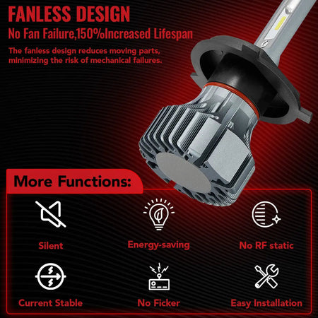 H4/9003/HB2 LED Headlight Bulbs 120W 6500K ??13000LM White  Dual-function 2Pcs for Chevrolet/Ford/GMC//BMV/Dodge/Honda/Nissan/Jeep Flashark