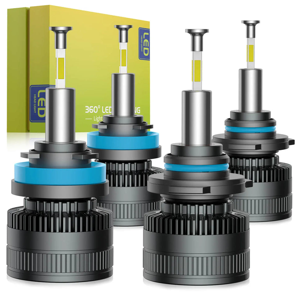 RD10 Mini 9005/HB3 H11/H8/H9 LED Headlight Bulbs 110W 360° Full Illumination 2 Pairs