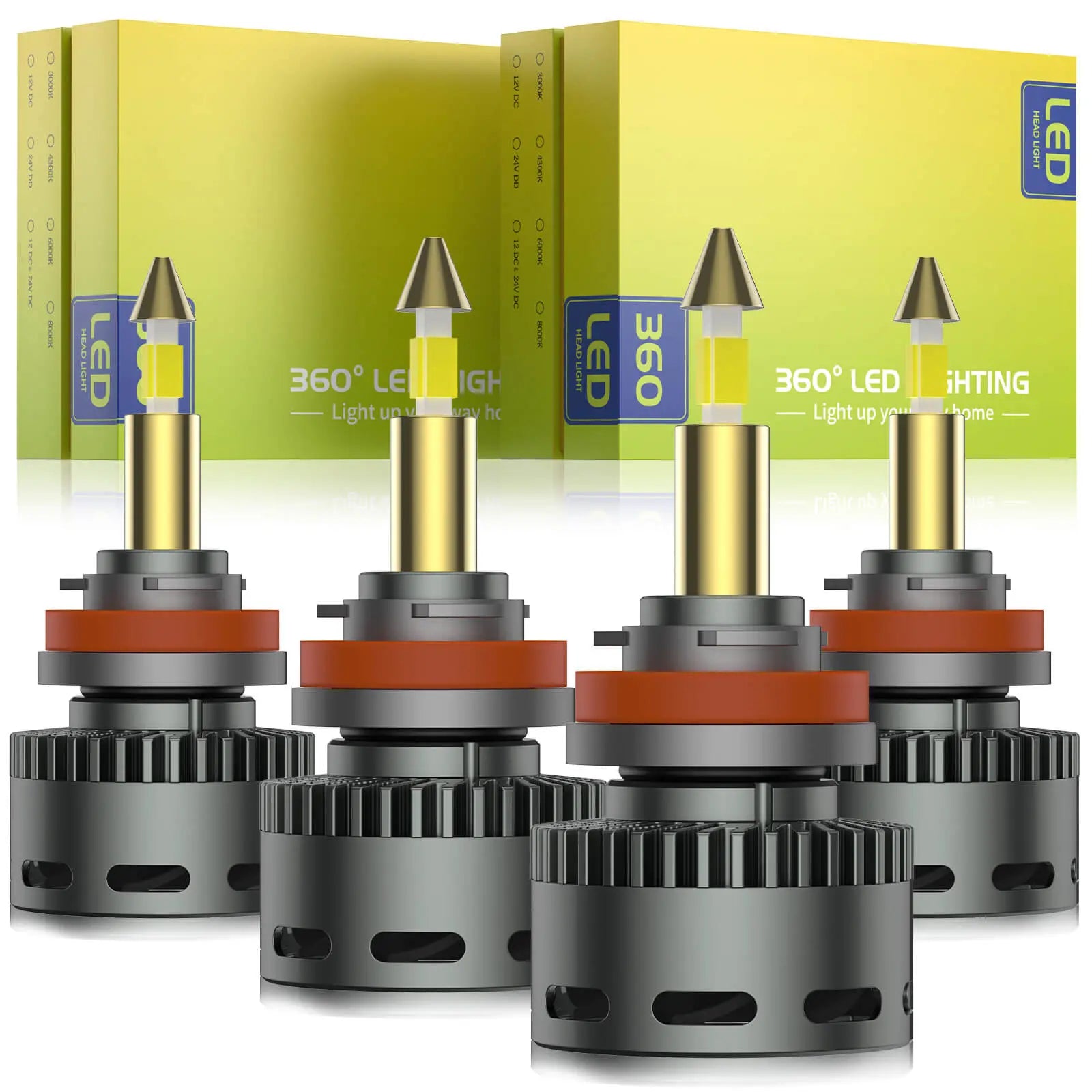 RD09 Bullet 9005/H11 130W 360°Full Illumination LED Headlight Bulbs 900% Brighter Than Halogen and 60000Hrs Lifespan | Hawkglow