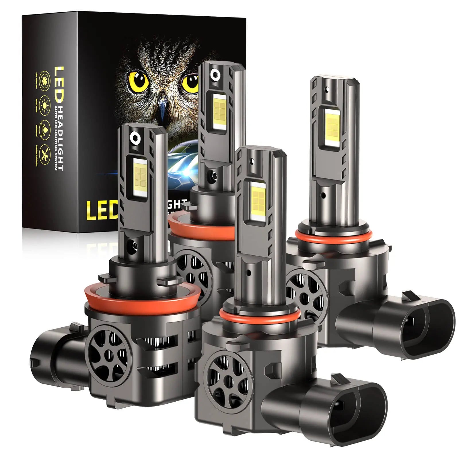 Brightest S550 9005/HB3 H11/H8/H9 130W 6500K White  40000LM  IP68 LED Headlight Bulbs 2Pcs | Hawkglow