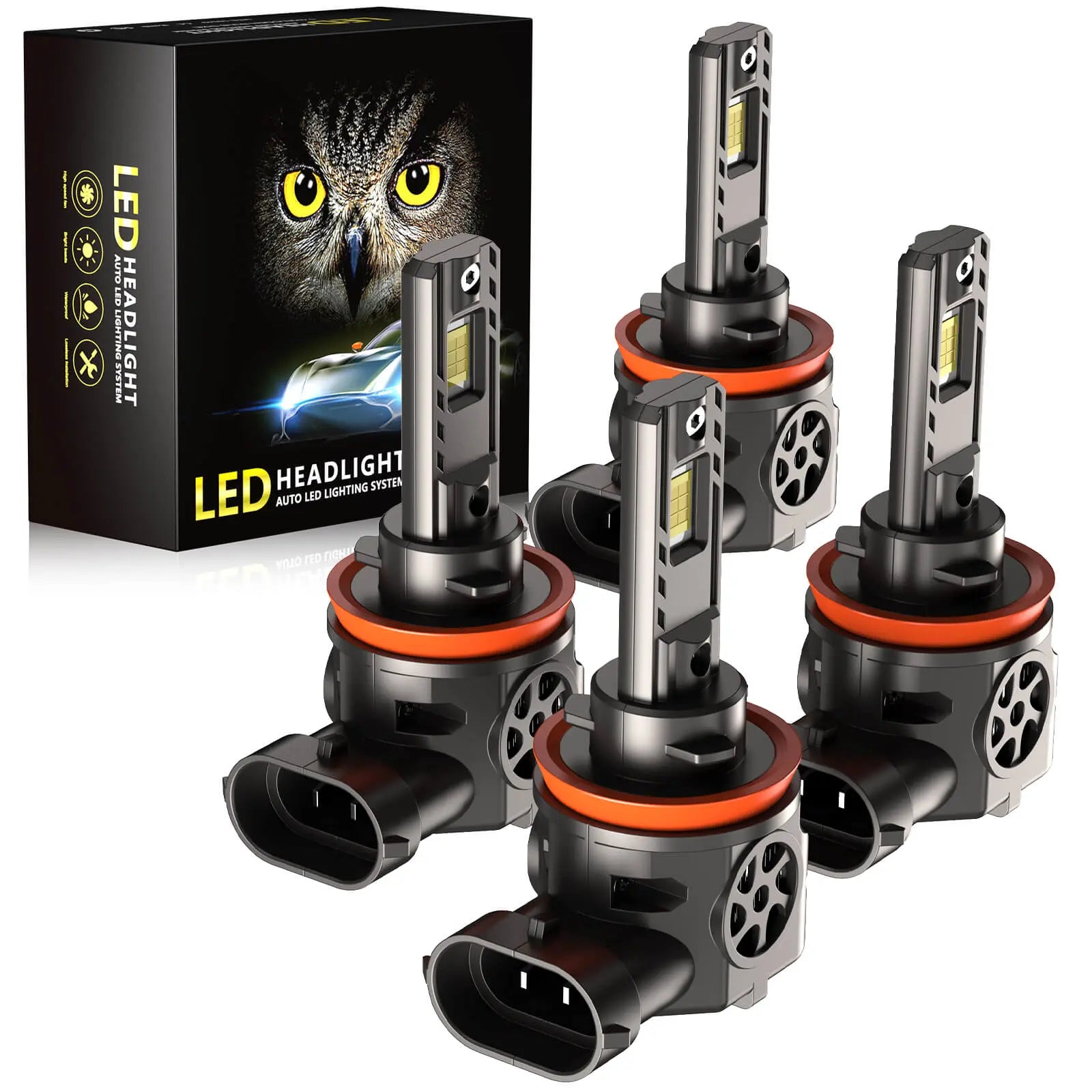Brightest S550 9005/HB3 H11/H8/H9 130W 6500K White  40000LM  IP68 LED Headlight Bulbs 2Pcs | Hawkglow