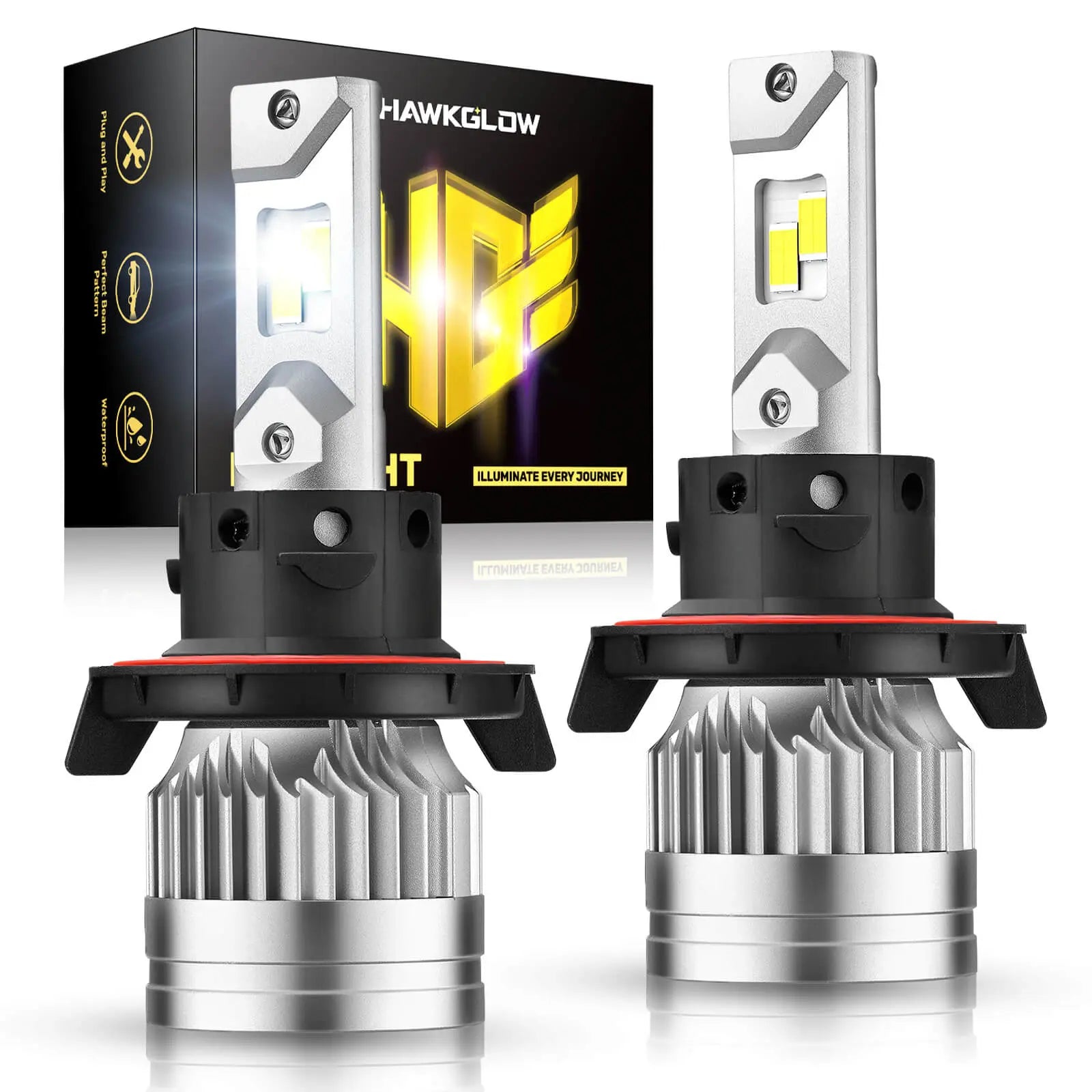 80W LED Headlights - 24000LM, 6500K White, IP67 Waterproof, Long-Lasting & CANBus Ready | Hawkglow