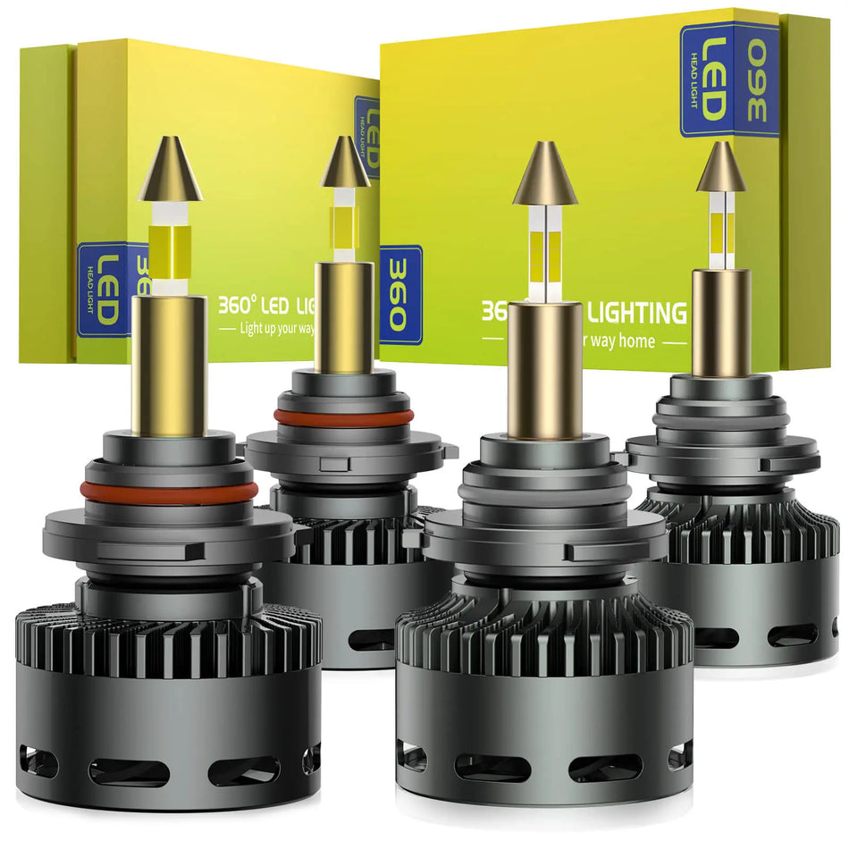 RD09 Bullet 9005/HB3 9006/HB4 LED Headlight Bulbs 130W 360° Full Illumination 2 Pairs