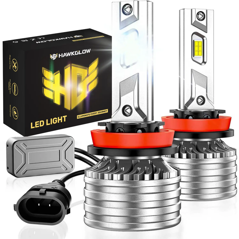 High Power H11/H8/H9 110W 6500K 28000LM White IP67 LED Headlight Bulbs 2Pcs | Hawkglow