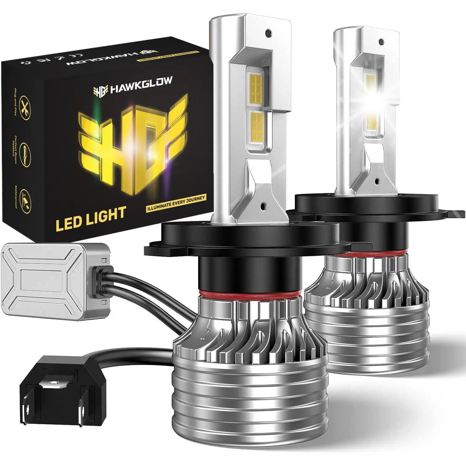 High Power H4/9003 110W 6500K 28000LM White IP67 LED Headlight Bulbs 2Pcs | Hawkglow