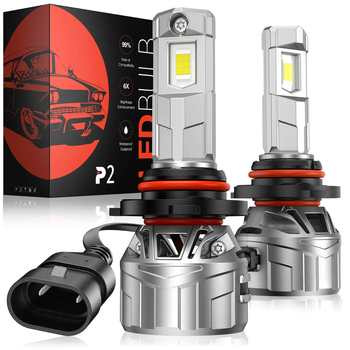 P2 130W LED Headlight Bulbs DC 9-32V 9005/9006 6500K 40000LM Automotive LED Headlights 2Pcs | Hawkglow